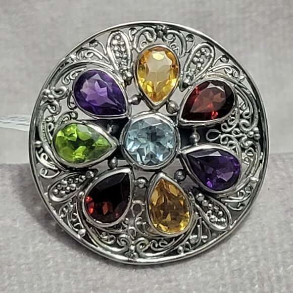 Bali Legacy Multi Gemstone Florel Ring Size 7 - Picture 3 of 14